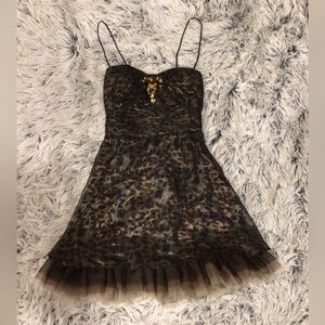 Mignon cheetah print cocktail chiffon tulle dress🎉Final price🎉